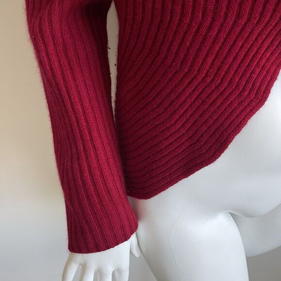 Vintage Talbots Cashmere Silk Ribbed Knit Y2K Cardigan Sweater Red M Holidays - Picture 5 of 15